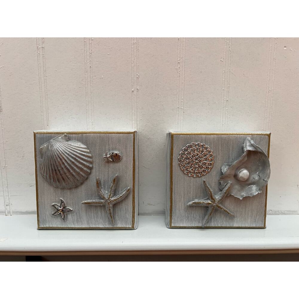 Handmade Seashell Canvas Art – Coastal Decor with a Modern Twist!